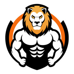 A wild cartoon lion head vector illustration depicts a powerful feline mascot