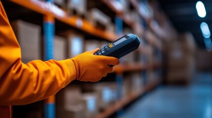 Warehouse worker using a barcode scanner to track inventory, highlighting the role of digital tools in modern supply chain management