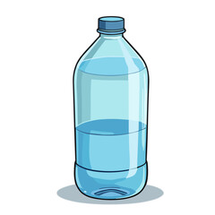 Half-full water bottle illustration, hydration concept in light blue