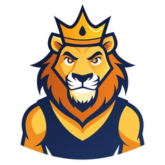Lion head vector illustration, a wild cartoon animal face mascot