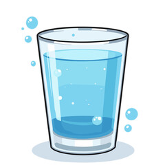 Vector illustration of glass of water with bubbles, refreshing drink