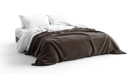 Brown Bed with White Bedding