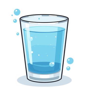 recommend clip art: Vector illustration of glass of water with bubbles, refreshing drink