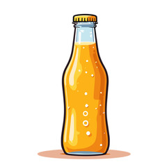 Fizzy orange soda bottle with bubbles, vector illustration, carbonated drink concept
