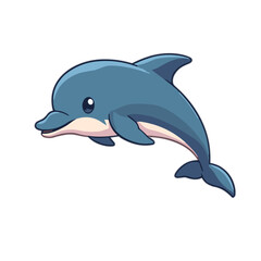 Fototapeta premium Graceful cartoon dolphin leaping elegantly on white background