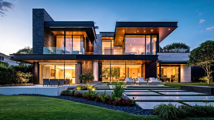 Obraz premium Exterior house design showcasing a modern architectural style-1