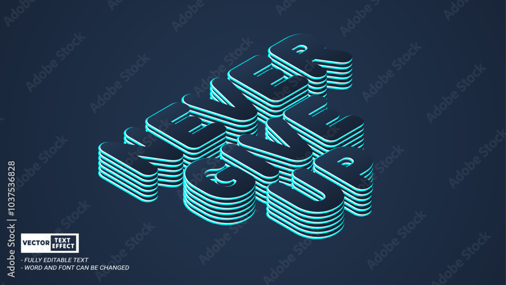 Poster never give up motivational isometric style editable 3d vector text effect