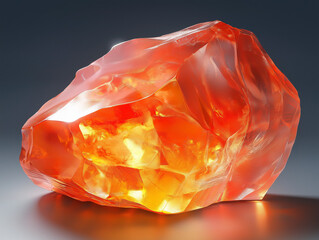 Bright Coral-Orange Jelly Gemstone Shimmering with Captivating Energy
