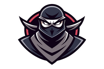 A scary 3D vector illustration features a black-suited ninja girl with a skull mask and a pirate hat, a Halloween cartoon character