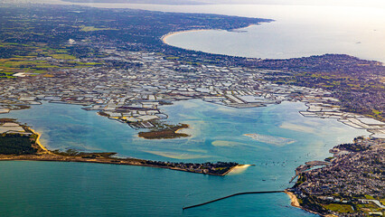 Fototapeta premium aerial view, loire atlantique, coastline, france, sea, ocean, atlantic, atlantic ocean