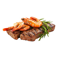 Flavors Combined Stacked Grilled Beef with lobster and Prawns in High-Resolution Ideal for Social Media Posts