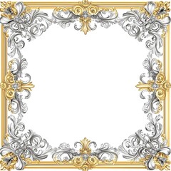  Decorative square diamond-studded frame with floral accents.