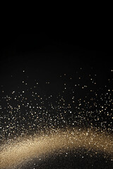 Abstract Black and gold glitter wave horizontal background. AI generation.