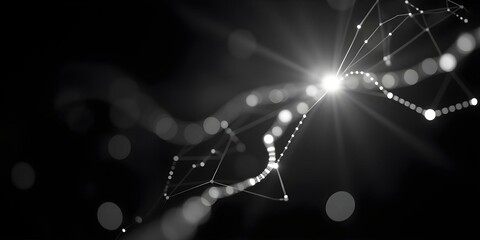 dynamic network background with bright neon lines and nodes on a black backdrop create with ai generative