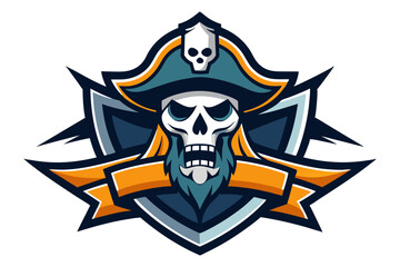 Vector pirate skull and crossbones illustration, a tattoo design symbol of death and danger