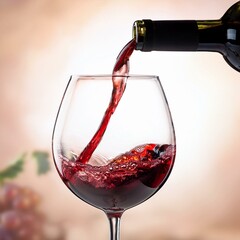 pouring red wine in a glass, AI generated