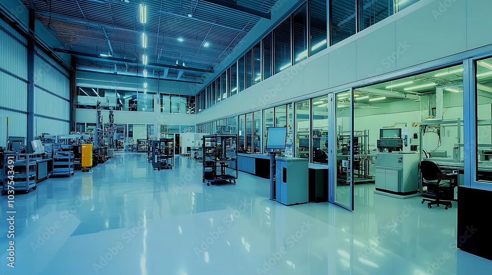 Poster exploring the future of work a glimpse into a modern industrial workspace with advanced machinery an