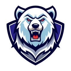 Vector illustration of an angry cartoon bear head, a wild mammal icon