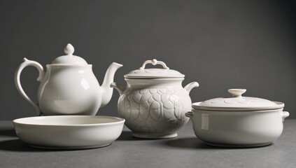 Teapot-shaped cookware pottery with additional jar forms