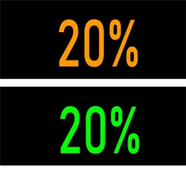 20 percent sale label, sign, or tag. Discount, promotion banner design element. Vector illustration.