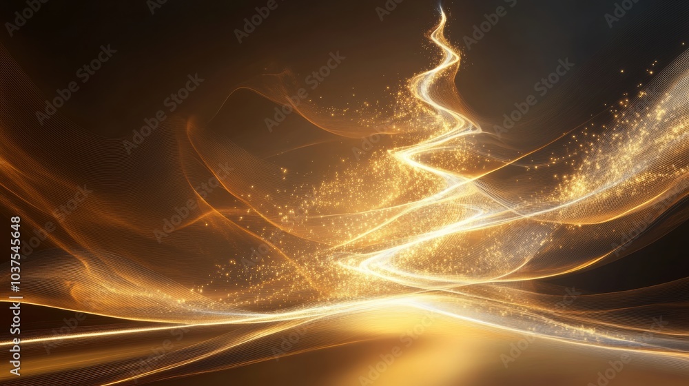 Aufkleber a glowing abstract christmas tree emerges from flowing light, creating a magical and festive atmosph