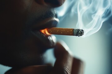Close-up of Smoking Cigarette with Smoke Effect