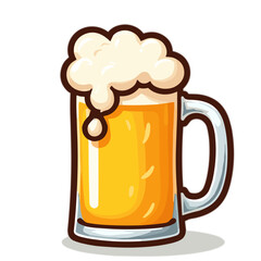 Beer mug vector with foam and bubbles, refreshing drink illustration