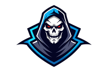 Pirate skull with sword emblem design in gothic style