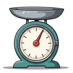 Vector icon of kitchen scale, green and silver, weight measurement tool