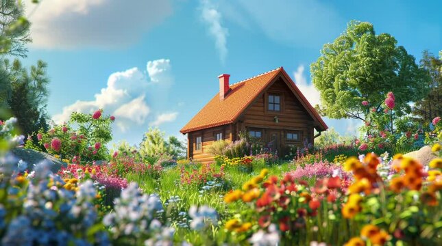 Charming fantasy house nestled among vibrant flowers on a picturesque hill, creating a magical landscape
Seamless looping 4k time-lapse virtual video animation Generated AI