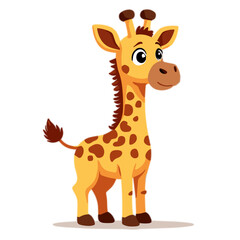 Fototapeta premium Adorable cartoon giraffe calf, cute spotted safari animal vector illustration