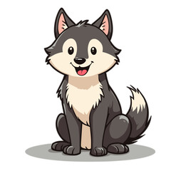Obraz premium Cute cartoon husky dog sitting, adorable fluffy pet vector illustration