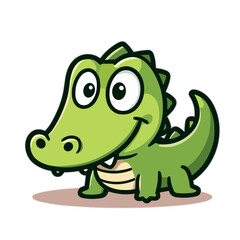 Fototapeta premium Cute cartoon crocodile with big eyes and friendly smile