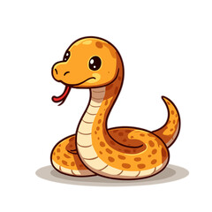 Fototapeta premium Cute cartoon snake coiled with tongue out