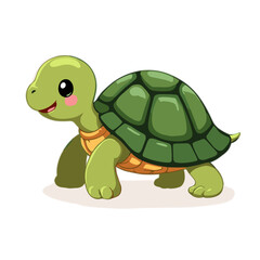 Obraz premium Cheerful cartoon turtle with big eyes and smile
