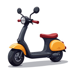 Vintage scooter vector illustration in yellow and black, retro transportation concept