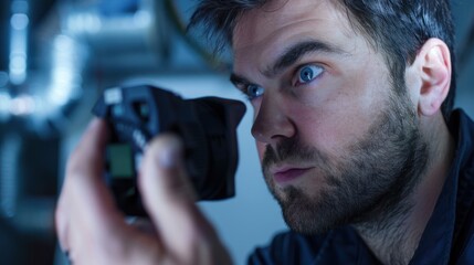 Man Checking Camera Settings