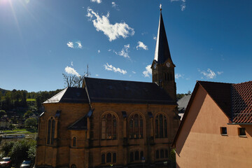 Kirche, Blick auf Wehlen an der Elbe, Landkreis Sächsische Schweiz Osterzgebirge, Sachsen,...