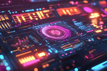 Fototapeta premium Fond d'écran interface futuriste avec design néon rose et violet