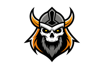 Viking Skull Emblem A striking digital emblem featuring a formidable Viking skull, adorned with a horned helmet and fierce gaze. The design evokes a sense of strength, courage.