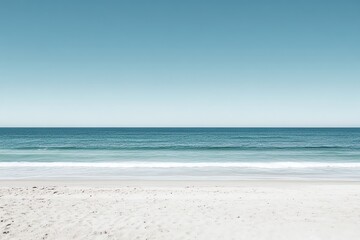 Obraz premium Fond d'écran plage minimaliste avec horizon bleu et sable blanc