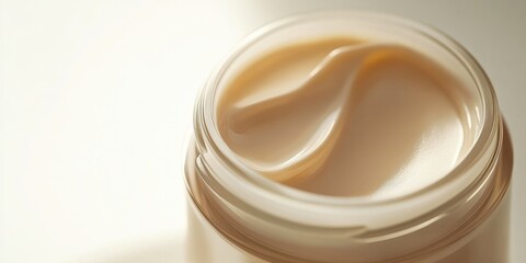 Cream Jar with Smooth Texture on White Background