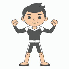 Boy Yoga Outline Vector Illustration | Minimalist Line Art on White Background