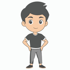 Boy Yoga Outline Vector Illustration | Minimalist Line Art on White Background