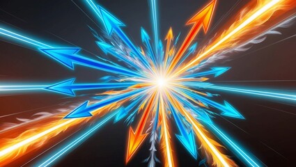   Abstract Digital Arrows Rising in Vibrant Colors
