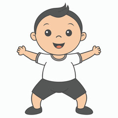 Boy Yoga Outline Vector Illustration | Minimalist Line Art on White Background