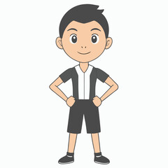 Boy Yoga Outline Vector Illustration | Minimalist Line Art on White Background