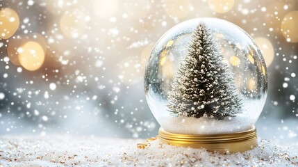 A Snow Globe with a Miniature Christmas Tree