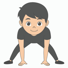 Fototapeta premium Boy Yoga Outline Vector Illustration | Minimalist Line Art on White Background