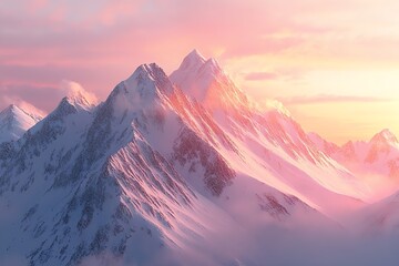 Fond d'écran montagne au coucher du soleil
